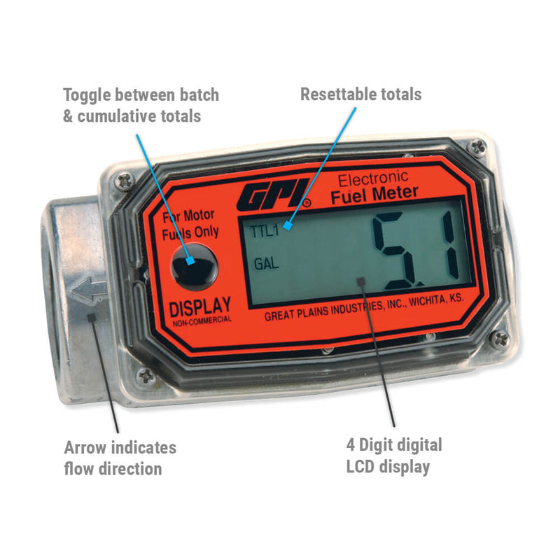 Load image into Gallery viewer, GPI  113255-1 01A31GM 1" IN-LINE ALUM METER W/LCD READOUT 3-30GPM
