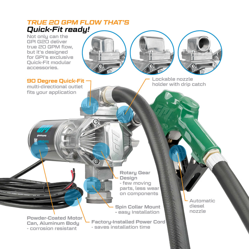 Load image into Gallery viewer, 162000-03 G20-012AD 12V 20GPM HI SPEED PUMP, HOSE, NOZZLE EA
