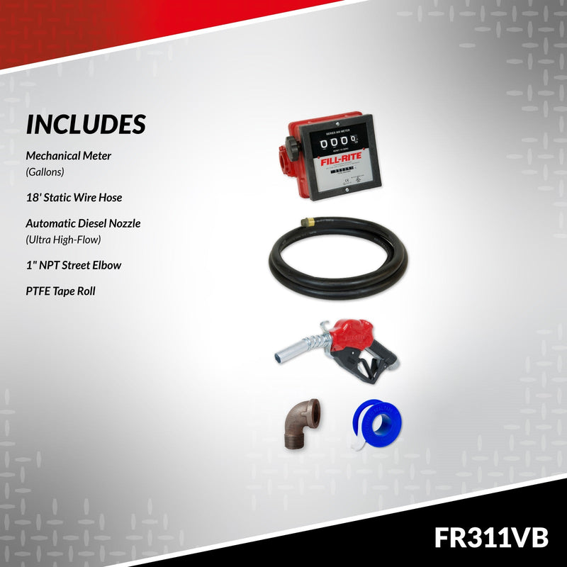 Load image into Gallery viewer, FR311VB 115 VOLT FILLRITE HIGH SPEED WITH METER, 1" x  18' HOSE,  HI FLOW AUTO DIESEL NOZZLE
