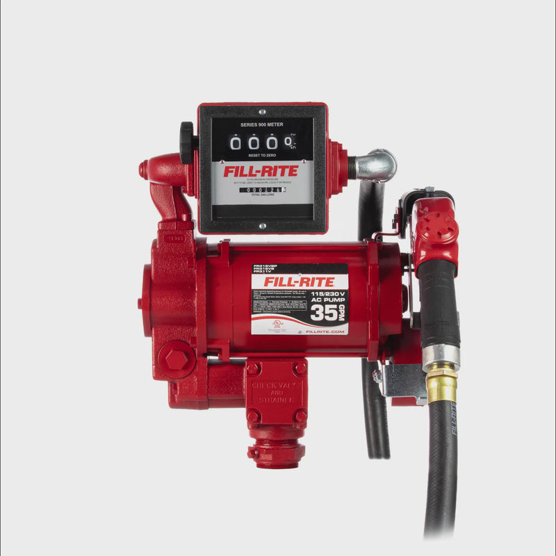 Load and play video in Gallery viewer, FR311VB 115 VOLT FILLRITE HIGH SPEED WITH METER, 1" x  18' HOSE,  HI FLOW AUTO DIESEL NOZZLE
